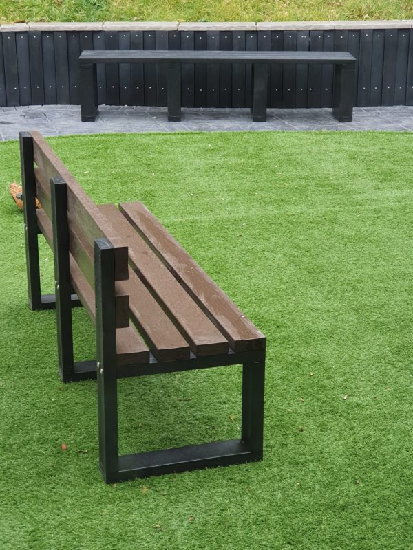 Black Brown Cube Bench With Back